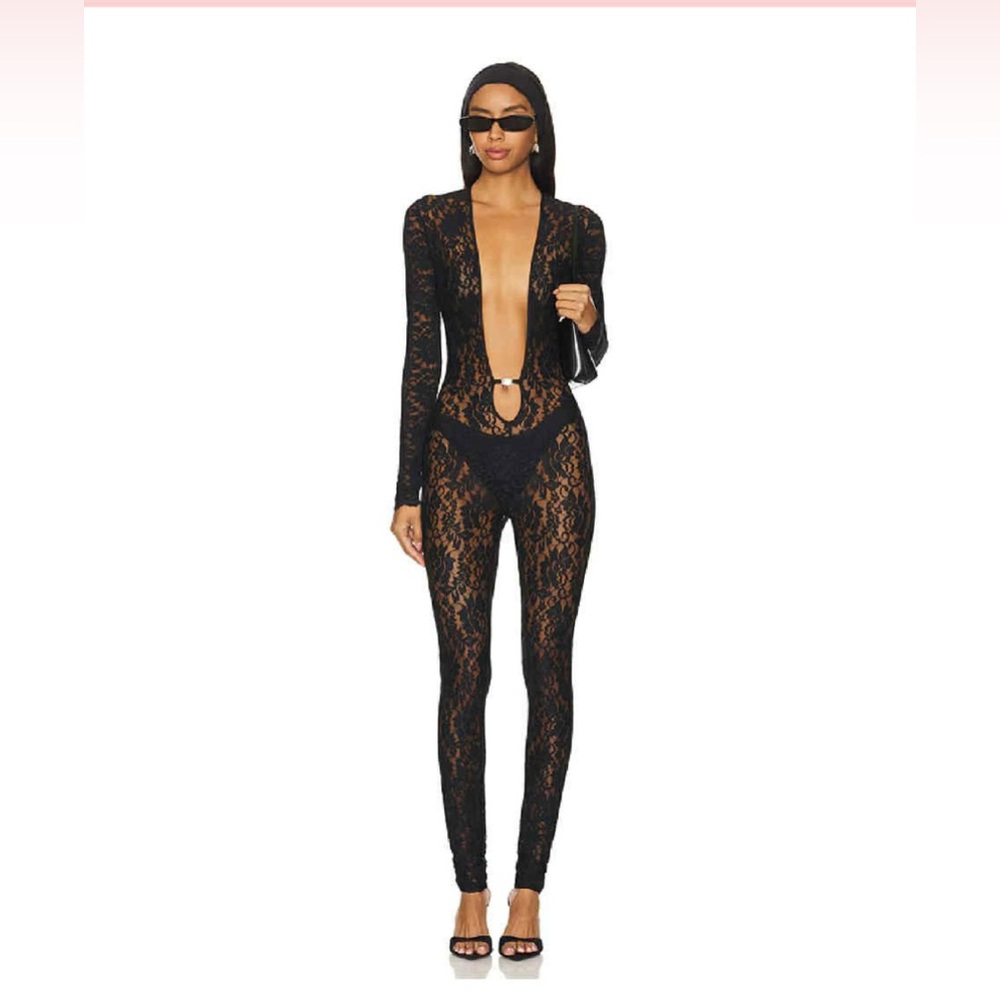 Clarke Superdown Black Lace Jumpsuit size XS